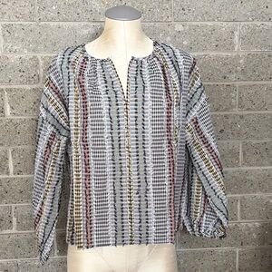 Nordstrom Lou and Grey Black Multi Colored Striped Blouse